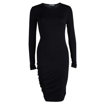 Pre Owned T Alexander Wang Black Knit Long Sleeve Asymmetric Dress S