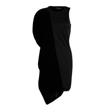 Pre Owned Alexander Wang Black Velvet Burnout Detail Asymmetric Dress M