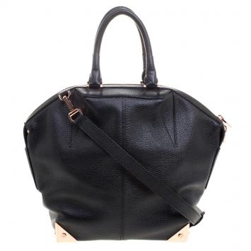 Pre Owned Alexander Wang Black Soft Leather Small Emile Top Handle Bag