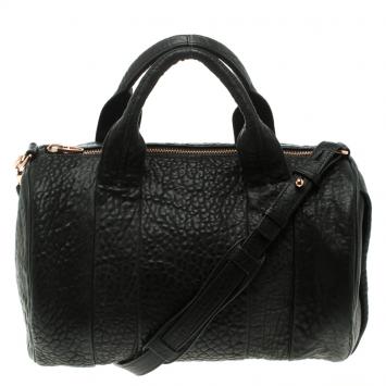 Pre Owned Alexander Wang Black Textured Leather Rocco Duffel Bag