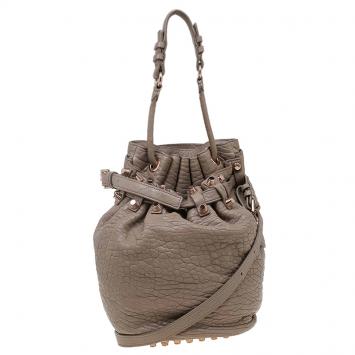 Pre Owned Alexander Wang Beige Textured Leather Diego Bucket Bag