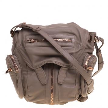 Pre Owned Alexander Wang Dark Beige Leather Mini Marti Backpack