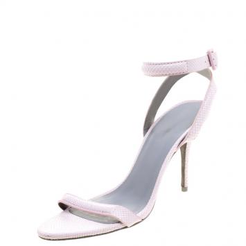 Pre Owned Alexander Wang Baby Pink Snake Embossed Leather Antonia Ankle Wrap Sandals Size 39