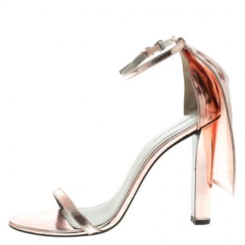 Pre Owned Alexander Wang Pink Metallic Leather Fabiana Caped Ankle Strap Sandals Size 40.5
