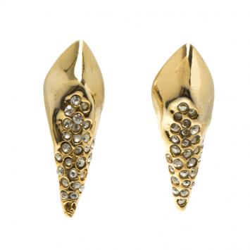 Pre Owned Alexis Bittar Crystal Gold Tone Stud Earrings