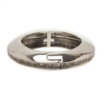 Pre Owned Alexis Bittar Crystal Silver Tone Bangle 