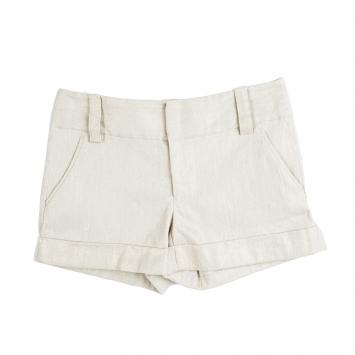 Pre Owned Alice + Olivia Metallic Beige Linen Cady Cuff Shorts XS