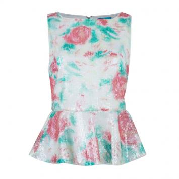 Pre Owned Alice + Olivia Rosie Sleeveless Sequin Peplum Top S