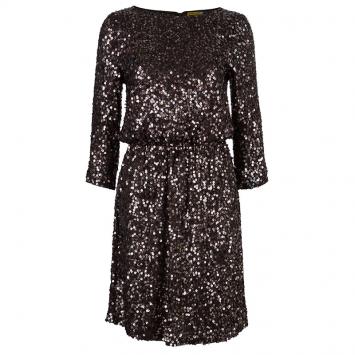 Pre Owned Alice + Olivia Preston Brown Sequin Dress S