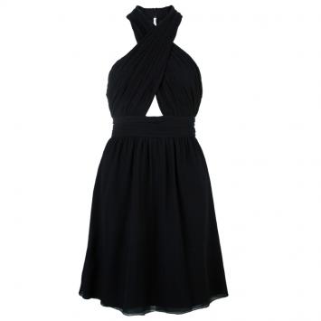Pre Owned Alice + Olivia Martine Black Halter Neck Pleated Dress M