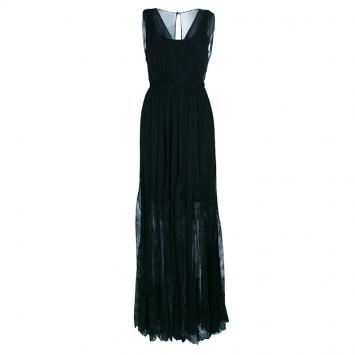 Pre Owned Alice + Olivia Black Lace Insert Maxi Dress M