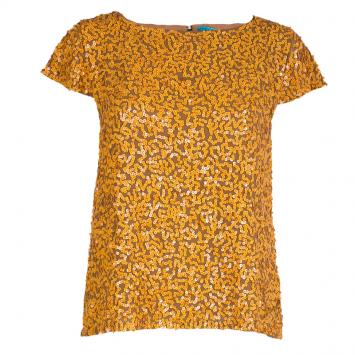 Pre Owned Alice + Olivia Sarita Orange Sequins Top L