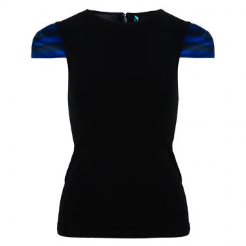 Pre Owned Alice + Olivia Black Cap Sleeve Top XS