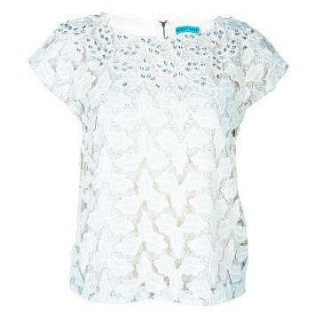 Pre Owned Alice + Olivia Hilary Cream Embroidered Top S