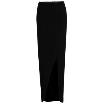Pre Owned Alice + Olivia Black Knit Overlap Detail Maxi Skirt S