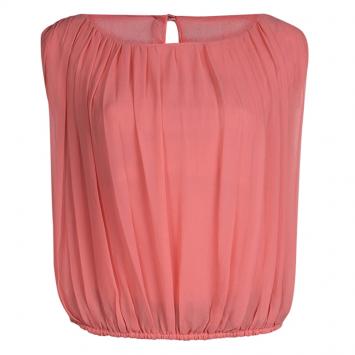 مملوكة مسبقًا Alice + Olivia Pink Silk Gathered Sleeveless Top XS