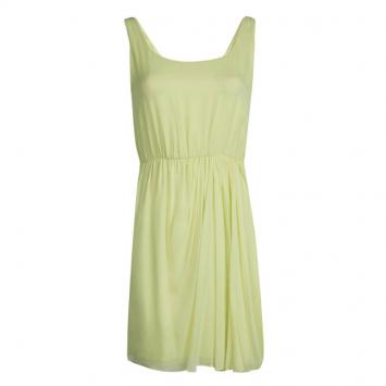 Pre Owned Alice + Olivia Neon Green Gathered Waist Sleevless Dress XS
