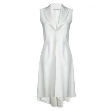 Pre Owned Alice + Olivia White Sleeveless High Low Dress Coat S
