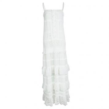 Pre Owned Alice By Temperley Off White Eyelet Embroidered Paneled Sleeveless Maxi Dress M