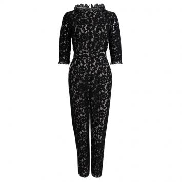 Pre Owned Alice by Temperley Black Lace Belted Jumpsuit M