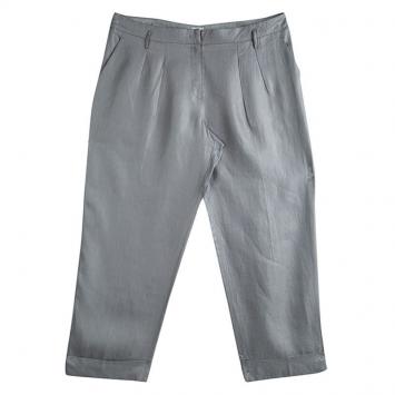 Pre Owned Armani Collezioni Grey Linen Wide Leg Trousers XL
