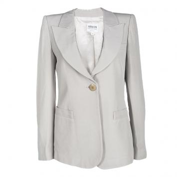 Pre Owned Armani Collezioni Grey Notched Collar Tailored Blazer M