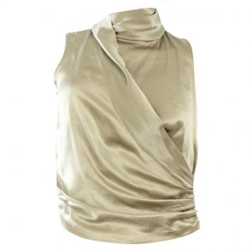 Pre Owned Armani Collezioni Beige Silk Wrap Top S