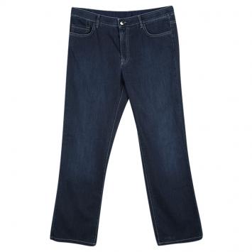Pre Owned Armani Collezioni Indigo Dark Wash Faded Effect Denim Boot Cut Jeans L