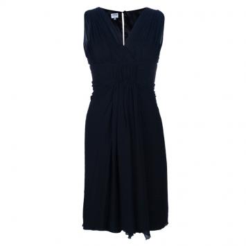 Pre Owned Armani Collezioni Black Sleeveless Gathered Dress M