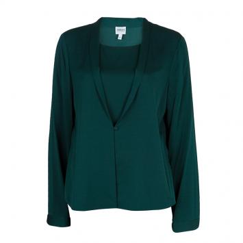 Pre Owned Armani Collezioni Green Blazer Style Long Sleeve Blouse L