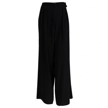 Pre Owned Armani Collezioni Black High Waist Wide Leg Trousers M