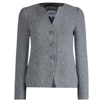 Pre Owned Armani Collezioni Grey Textured Box Jacket S