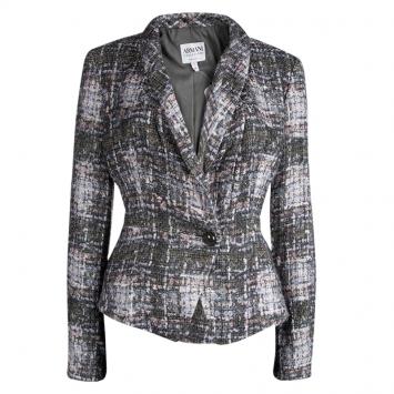 Pre Owned Armani Collezioni Marble Effect Textured Jacket M