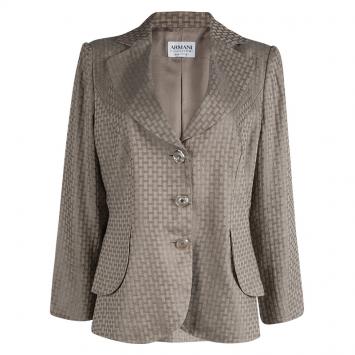 Pre Owned Armani Collezioni Light Brown Textured Notched Collar Blazer XL