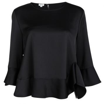 Pre Owned Armani Collezioni Black Ruffle Detail Long Sleeve Top L