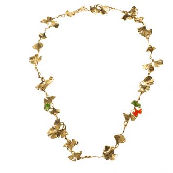 Pre Owned Aurélie Bidermann Tangerine Gold-plated Gingko Leaves Long Necklace
