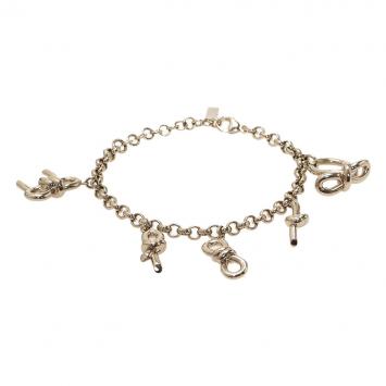 Pre Owned Balenciaga Bow Charm Gold Tone Bracelet