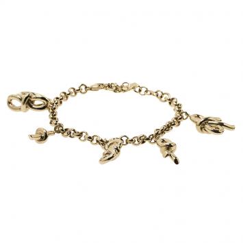 Pre Owned Balenciaga Bow Charm Gold Tone Bracelet