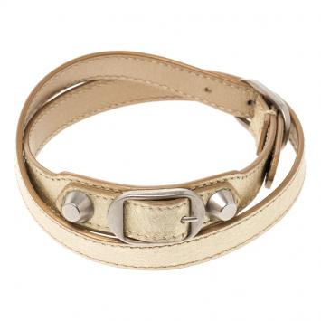 Pre Owned Balenciaga Giant Triple Tour Metallic Gold Bracelet M