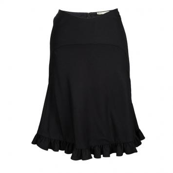 Pre Owned Balenciaga Black Wool Ruffle Bottom Skirt S