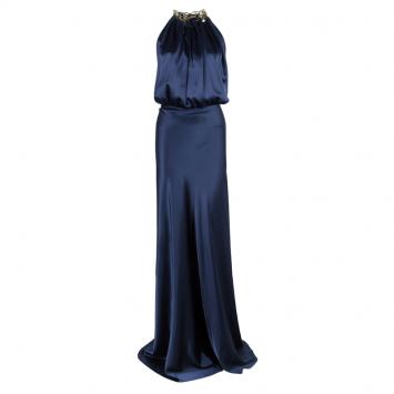 Pre Owned Balenciaga Midnight Blue Halter Gown M