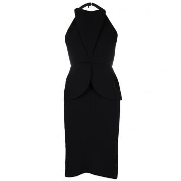 Pre Owned Balenciaga FW'13 Black Petal Silhouette Peplum Halter Dress M