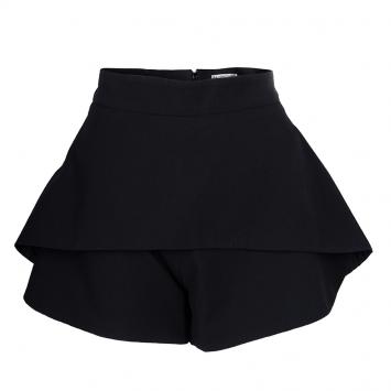 Pre Owned Balenciaga Paris Black Overlap Detail High Waist Shorts M