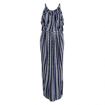 Pre Owned Balenciaga Multicolor Printed Knit Draped Maxi Dress S