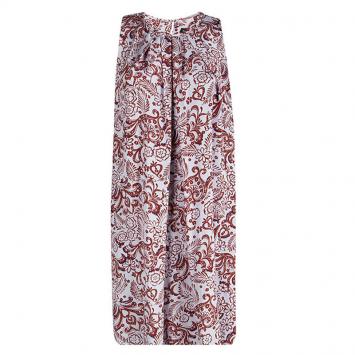 Pre Owned Balenciaga White Floral Printed Silk Pleat Detail Sleeveless Dress M