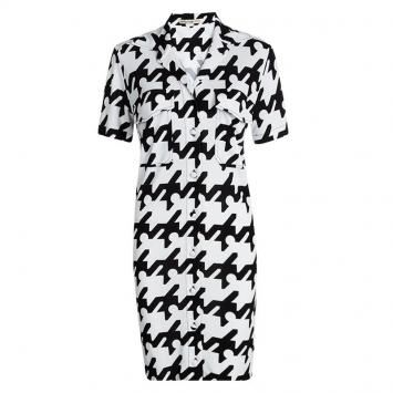 Pre Owned Balenciaga Printed Monochrome Shirt Dress M