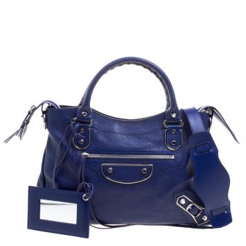 Pre Owned Balenciaga Electric Blue Leather Town RSH Shoulder Bag