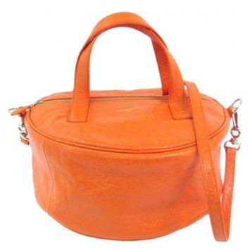 Pre Owned Balenciaga Orange Leather Small Air Hobo