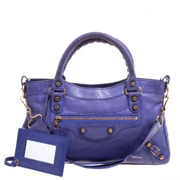 Pre Owned Balenciaga Purple Leather Classic First Shoulder Bag