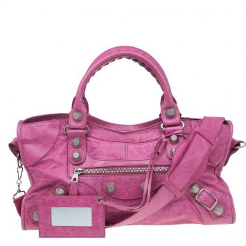 Pre Owned Balenciaga Pink Lambskin Leather GSH Part Time Tote
